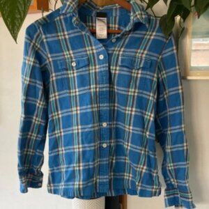 Patagonia Turquoise and Brown Plaid Shirt gently used size 6